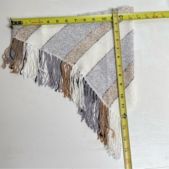Handmade Neutral Minimalist Boho Striped Beachy Coastal Lagenlook Artisan Scarf - Picture 3 of 13